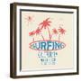 Vector Illustration on the Theme of Surf and Surfing in Venice Beach, California. Typography, T-Shi-Serge Geras-Framed Art Print