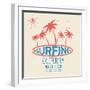 Vector Illustration on the Theme of Surf and Surfing in Venice Beach, California. Typography, T-Shi-Serge Geras-Framed Art Print