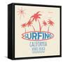 Vector Illustration on the Theme of Surf and Surfing in Venice Beach, California. Typography, T-Shi-Serge Geras-Framed Stretched Canvas