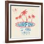 Vector Illustration on the Theme of Surf and Surfing in Venice Beach, California. Typography, T-Shi-Serge Geras-Framed Art Print