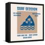 Vector Illustration on the Theme of Surfing and Surf in California, Santa Monica Beach. Typography,-Serge Geras-Framed Stretched Canvas