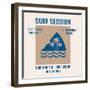 Vector Illustration on the Theme of Surfing and Surf in California, Santa Monica Beach. Typography,-Serge Geras-Framed Art Print