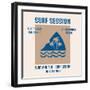Vector Illustration on the Theme of Surfing and Surf in California, Santa Monica Beach. Typography,-Serge Geras-Framed Art Print