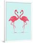 Vector Illustration Pink Flamingo Couple. Exotic Bird. Cool Flamingo Decorative Flat Design Element-Daryna Khozieieva-Framed Art Print