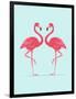 Vector Illustration Pink Flamingo Couple. Exotic Bird. Cool Flamingo Decorative Flat Design Element-Daryna Khozieieva-Framed Art Print