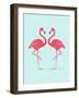 Vector Illustration Pink Flamingo Couple. Exotic Bird. Cool Flamingo Decorative Flat Design Element-Daryna Khozieieva-Framed Art Print