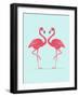 Vector Illustration Pink Flamingo Couple. Exotic Bird. Cool Flamingo Decorative Flat Design Element-Daryna Khozieieva-Framed Art Print