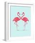 Vector Illustration Pink Flamingo Couple. Exotic Bird. Cool Flamingo Decorative Flat Design Element-Daryna Khozieieva-Framed Art Print