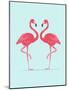 Vector Illustration Pink Flamingo Couple. Exotic Bird. Cool Flamingo Decorative Flat Design Element-Daryna Khozieieva-Mounted Art Print