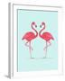 Vector Illustration Pink Flamingo Couple. Exotic Bird. Cool Flamingo Decorative Flat Design Element-Daryna Khozieieva-Framed Art Print