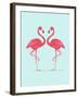 Vector Illustration Pink Flamingo Couple. Exotic Bird. Cool Flamingo Decorative Flat Design Element-Daryna Khozieieva-Framed Art Print