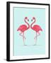 Vector Illustration Pink Flamingo Couple. Exotic Bird. Cool Flamingo Decorative Flat Design Element-Daryna Khozieieva-Framed Art Print