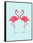 Vector Illustration Pink Flamingo Couple. Exotic Bird. Cool Flamingo Decorative Flat Design Element-Daryna Khozieieva-Framed Stretched Canvas