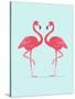 Vector Illustration Pink Flamingo Couple. Exotic Bird. Cool Flamingo Decorative Flat Design Element-Daryna Khozieieva-Stretched Canvas