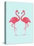 Vector Illustration Pink Flamingo Couple. Exotic Bird. Cool Flamingo Decorative Flat Design Element-Daryna Khozieieva-Stretched Canvas