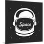 Vector Illustration Poster Space Helmet in the Universe with Stars-marrishuanna-Mounted Art Print