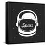 Vector Illustration Poster Space Helmet in the Universe with Stars-marrishuanna-Framed Stretched Canvas