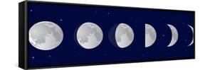 Vector Illustration Set. Phases of the Moon or Lunar Phase in the Night Sky with Stars. Different S-Iv-design-Framed Stretched Canvas