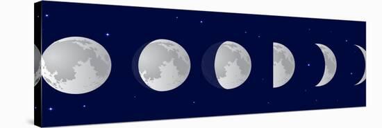 Vector Illustration Set. Phases of the Moon or Lunar Phase in the Night Sky with Stars. Different S-Iv-design-Stretched Canvas