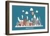 Vector Illustration. Winter Urban Landscape. City with Snow. Christmas and New Year. Cityscape. Bui-32 pixels-Framed Art Print