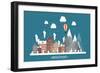 Vector Illustration. Winter Urban Landscape. City with Snow. Christmas and New Year. Cityscape. Bui-32 pixels-Framed Art Print