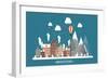 Vector Illustration. Winter Urban Landscape. City with Snow. Christmas and New Year. Cityscape. Bui-32 pixels-Framed Art Print