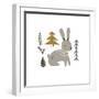 Vector Illustration with a Cute Hare Surrounded by Forest Elements on a White Background for Your D-olga Agureeva-Framed Photographic Print