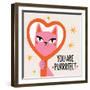 Vector Illustration with Pink Cat Looking in Red Heart Shaped Mirror. You are Purrrfect Lettering P-julymilks-Framed Photographic Print