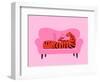 Vector Illustration with Tiger Lying on Sofa and Drinking Red Wine from Glass-julymilks-Framed Photographic Print