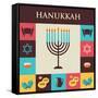 Vector Illustrations of Famous Symbols for the Jewish Holiday Hanukkah-LipMic-Framed Stretched Canvas