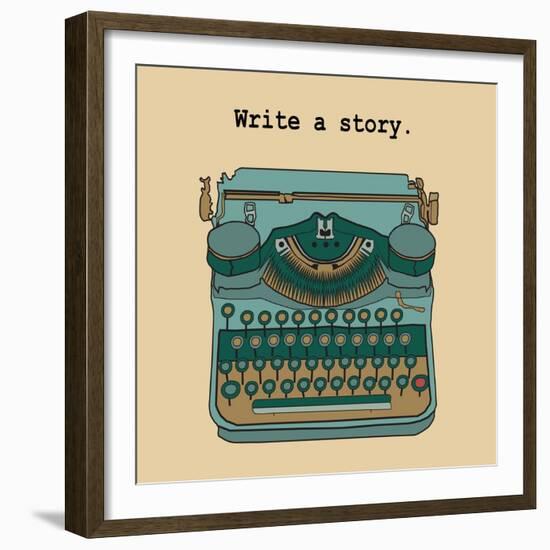 Vector Illustrations of Retro Typewriter-ircy-Framed Premium Giclee Print