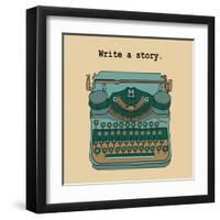 Vector Illustrations of Retro Typewriter-ircy-Framed Art Print