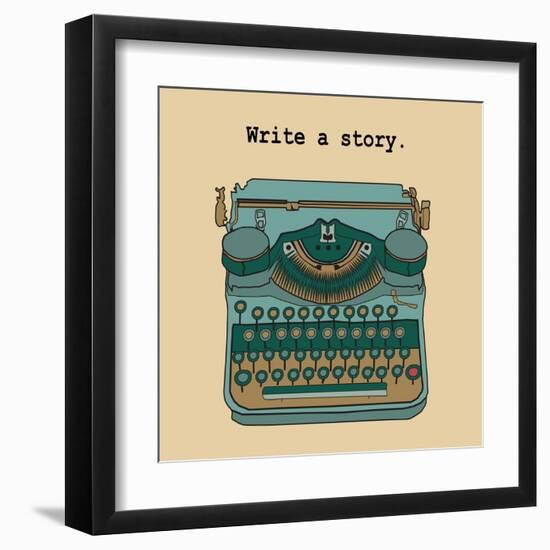 Vector Illustrations of Retro Typewriter-ircy-Framed Art Print