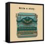 Vector Illustrations of Retro Typewriter-ircy-Framed Stretched Canvas