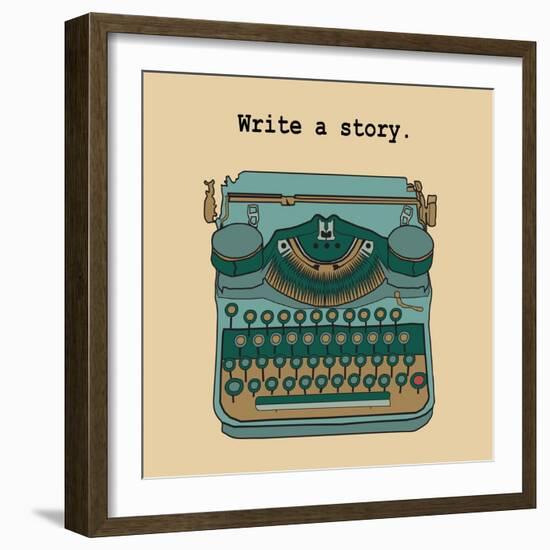 Vector Illustrations of Retro Typewriter-ircy-Framed Art Print