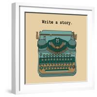 Vector Illustrations of Retro Typewriter-ircy-Framed Art Print