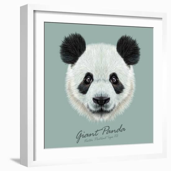 Vector Illustrative Portrait of Panda.Cute Attractive Face Bears.-ant_art-Framed Art Print