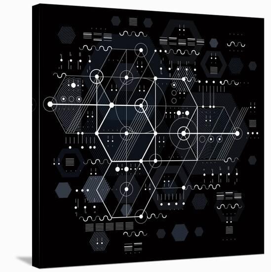 Vector Industrial and Engineering Background, Future Technical Plan. Perspective Blueprint of Mecha-Sylverarts Vectors-Stretched Canvas