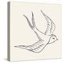 Vector Ink Pen Hand Drawn Flying Swallow Illustration with Vintage Feel | Flying Swallow Tattoo-Mascha Tace-Stretched Canvas