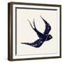 Vector Ink Pen Hand Drawn Flying Swallow Silhouette Illustration with Vintage Feel | Flying Swallow-Mascha Tace-Framed Art Print