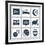 Vector Isolated Sleep Concept Icons Set: Pillow, Bed, Moon, Sheep, Owl, Zzz-GreyJ-Framed Art Print