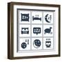 Vector Isolated Sleep Concept Icons Set: Pillow, Bed, Moon, Sheep, Owl, Zzz-GreyJ-Framed Art Print