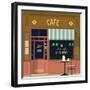 Vector Local Cafe Detailed Facade Background-Mascha Tace-Framed Art Print