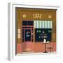 Vector Local Cafe Detailed Facade Background-Mascha Tace-Framed Art Print