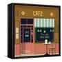 Vector Local Cafe Detailed Facade Background-Mascha Tace-Framed Stretched Canvas