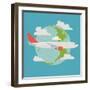 Vector Modern Delivery Web Icon on Flying Transport Freight Cargo Jet Airliner Plane, Flat Design,-Mascha Tace-Framed Art Print