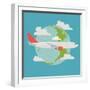 Vector Modern Delivery Web Icon on Flying Transport Freight Cargo Jet Airliner Plane, Flat Design,-Mascha Tace-Framed Art Print