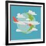 Vector Modern Delivery Web Icon on Flying Transport Freight Cargo Jet Airliner Plane, Flat Design,-Mascha Tace-Framed Art Print