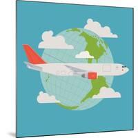 Vector Modern Delivery Web Icon on Flying Transport Freight Cargo Jet Airliner Plane, Flat Design,-Mascha Tace-Mounted Art Print