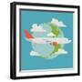 Vector Modern Delivery Web Icon on Flying Transport Freight Cargo Jet Airliner Plane, Flat Design,-Mascha Tace-Framed Premium Giclee Print
